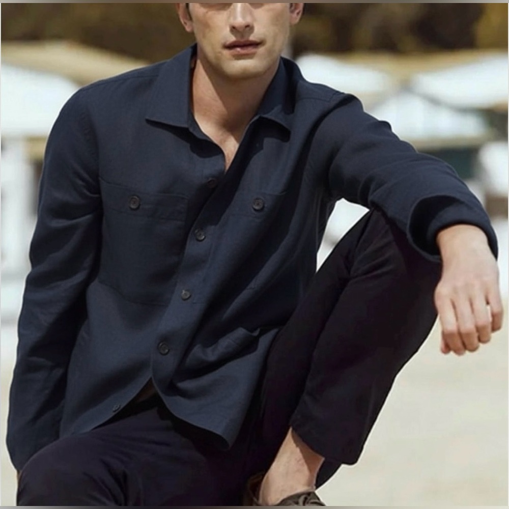 Massimo Dutti Navy lightweight Overshirt jacket